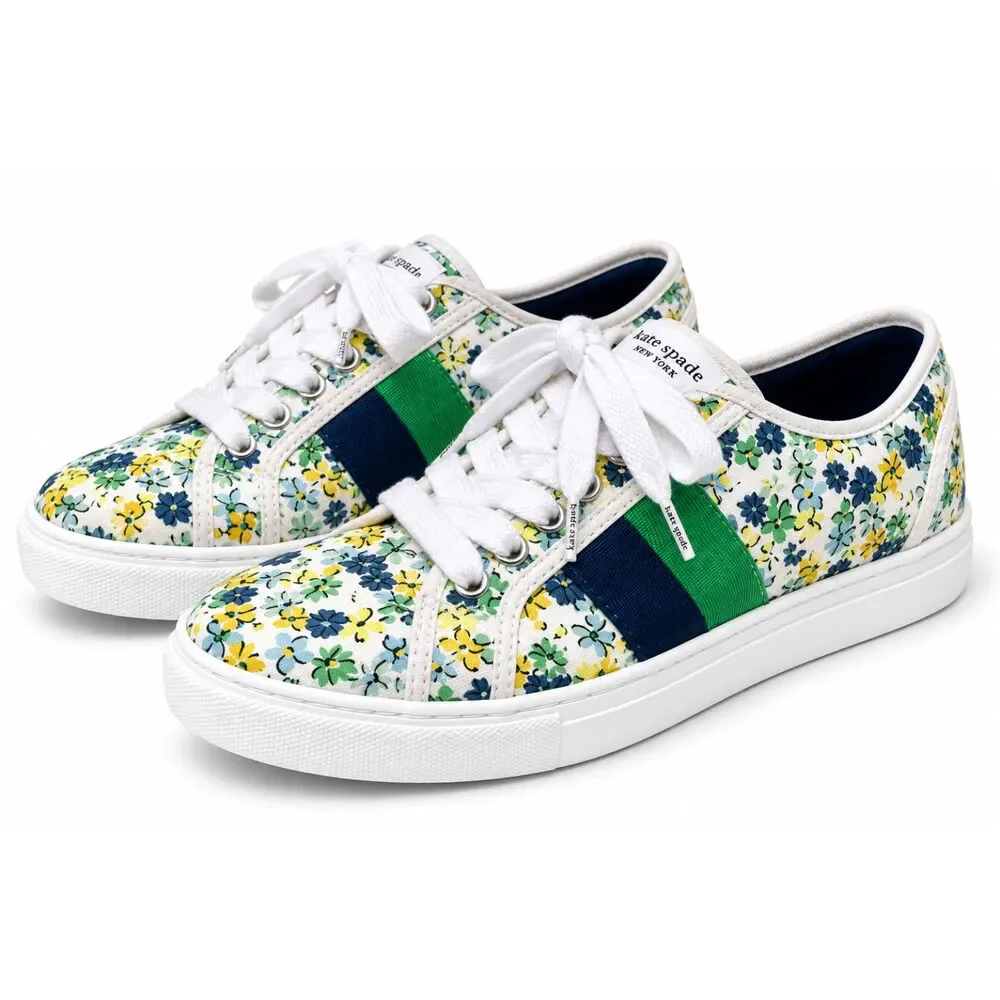 Kate Spade New York Izzy Canvas Floral Lace Up Sneakers Womens 5B Preppy Cottage